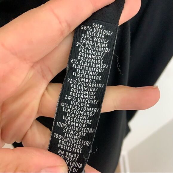 Tibi Long Sleeve Paneled Black Sheath Dress (M17) - Picture 10 of 11